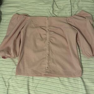 Off shoulder baby pink top